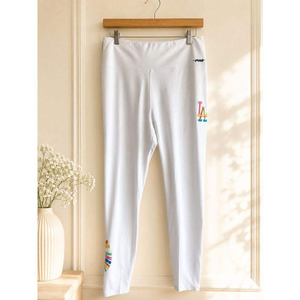 NWT LA Dodgers Women’s Leggings Medium White MLB Embroidered $45